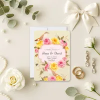 Romantic Pastel Floral Birds Wedding  Save The Date