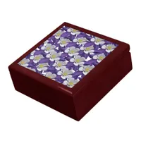 Columbine Purple and White Flower Pattern Gift Box