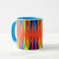 [Rainbow Fiesta] Harlequin Geometric Fiery Orange Mug