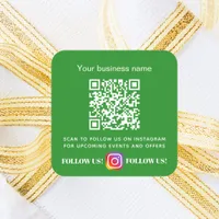 Forest green business name qr code instagram square sticker