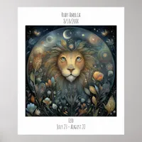Leo Zodiac Astrology Name & Birthday Poster