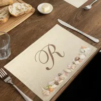 Row of Seashells on Beach Sand with Monogram Placemat