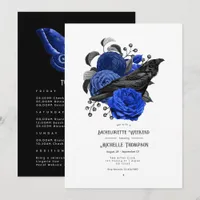 Vintage Glam Royal Blue Floral Gothic Bachelorette Invitation
