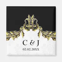 gold monogram wedding save the date magnets