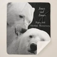 Artic Polar Bear Couple Love Tenderness Passion  Sherpa Blanket