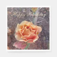 Pretty Peach Prickly Pear Flower Napkins