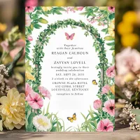 Floral Garden Party Archway Butterflies Wedding Invitation