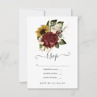 Rustic Autumn - Fall Floral Wedding RSVP Card
