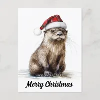 A Festive Santa Christmas Otter Postcard