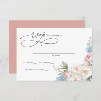 Elegant Boho Summer Spring Blush Floral Wedding  RSVP Card