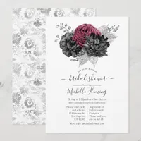 Marsala, Black and Silver Virtual Bridal Shower Invitation