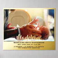 Newborn New Baby Name Photo Birth Stat Gold Silver Foil Prints