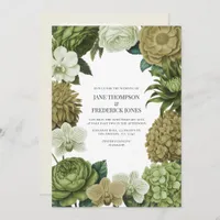 Moss Green, Fern Mist & Pale Pistachio Wedding Invitation
