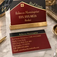 Burgundy Gold Foil Real Estate Agent Business Cards