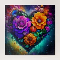 Flower Filled Heart | Bright and Colorful Jigsaw Puzzle