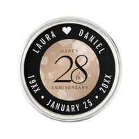 Elegant 28th Linen Wedding Anniversary Lapel Pin