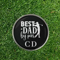 Best Dad by par monogram initials black white Golf Ball Marker