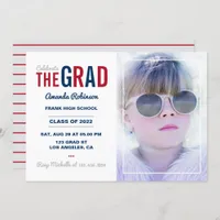 Blue, Red and Silver Graduation Party Invitation