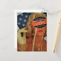 Surreal Woman Cries Gold Tears Collage Postcard