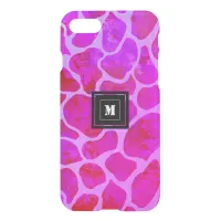 Purple and Pink Leopard Print Monogram  iPhone SE/8/7 Case