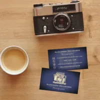 Vintage Unique Navy Blue Photographer Camera Business Card