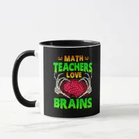 Math Teachers Brains Skeleton Hand Heart Halloween Mug