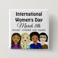 International Women's Day March 8th Button