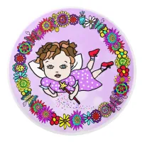 Whimsical Folk Art Fairy with Star Dust Ceramic Knob