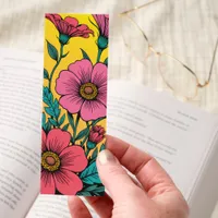 Comic Style Illustration Pink Flowers Two-sided Bookmarks
