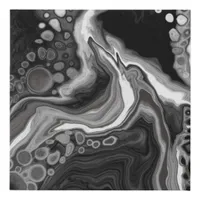 Black and White Marble Digital Fluid Art   Faux Canvas Print