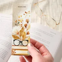 Cozy Boho Autumn Books Glasses Personalized Bookmarks