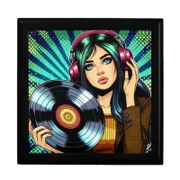 Cool Pop Art Comic Style Girl with Vinyl Album Gift Box