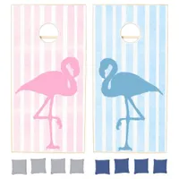 Pink and Blue Flamingo Tropical Corn Hole Game