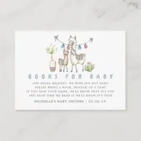 Watercolor Llama themed Baby Shower Book Request Enclosure Card