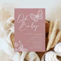 Oh Baby Minimalist Pink Baby Shower Invitation