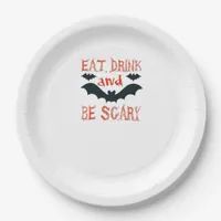 Eat Drink And Be Scary Halloween Bats Party Hallow Paper Plates