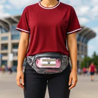 Brown & Gold Sports Striped Jersey Team Name Clear Fanny Pack