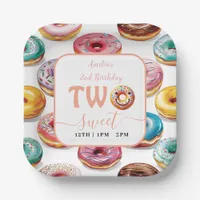 Two Sweet Donuts 2nd Birthday party Paper Plates