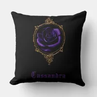 Goth Purple Rose Personalized  Throw Pillow