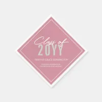 Elegant Blush Pink Typography Any Year Graduation Napkins