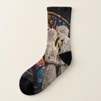 Wedding Couple & Tree of Life Wine Tote Socks