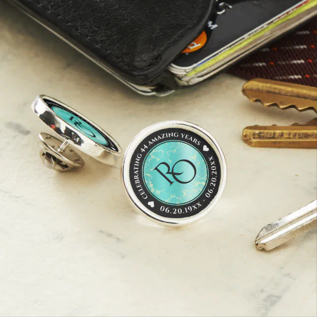 Elegant 11th 44th Turquoise Wedding Anniversary Lapel Pin