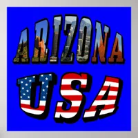 Arizona Picture and USA Flag Text Poster