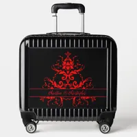 Romantic, Elegant Vintage Red Damask Wedding Luggage