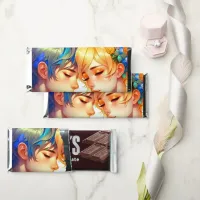 Anime Boy and Girl Floral Couple Personalized Hershey Bar Favors