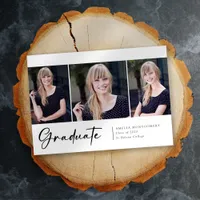 Modern Three Photo Script Font Graduate Announcement