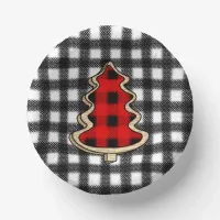 Buffalo Plaid, Red Gingham Christmas Trees   Paper Bowls