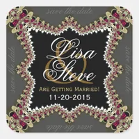 Vintage Lace Wedding Save the Date Sticker