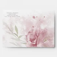 Boho Dusty Pink Watercolor Rose Envelope