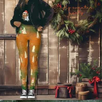 Ugly Sweater Christmas Party Orange Green Leggings